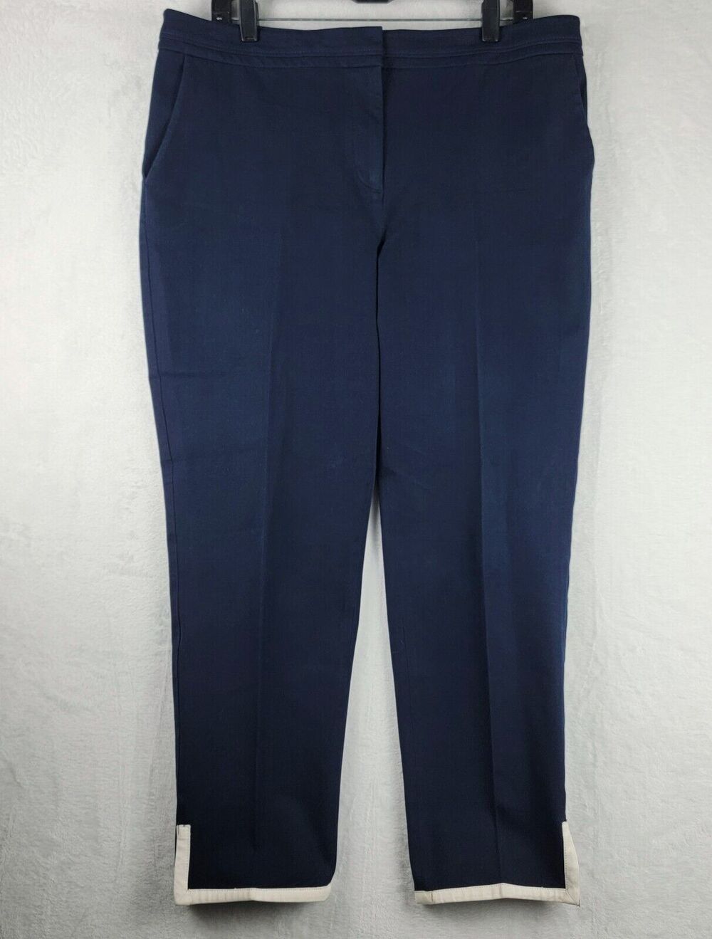 Talbot Hampshire Ankle Chino Pants Size 16 Stretch Straight Navy White Casual
